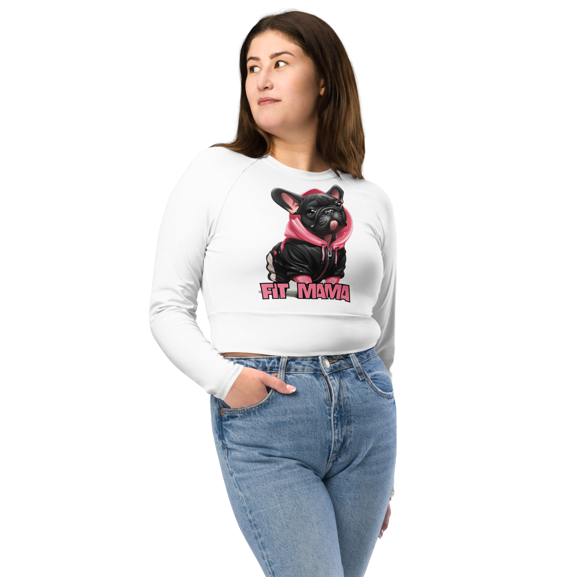 Recycled long-sleeve crop top