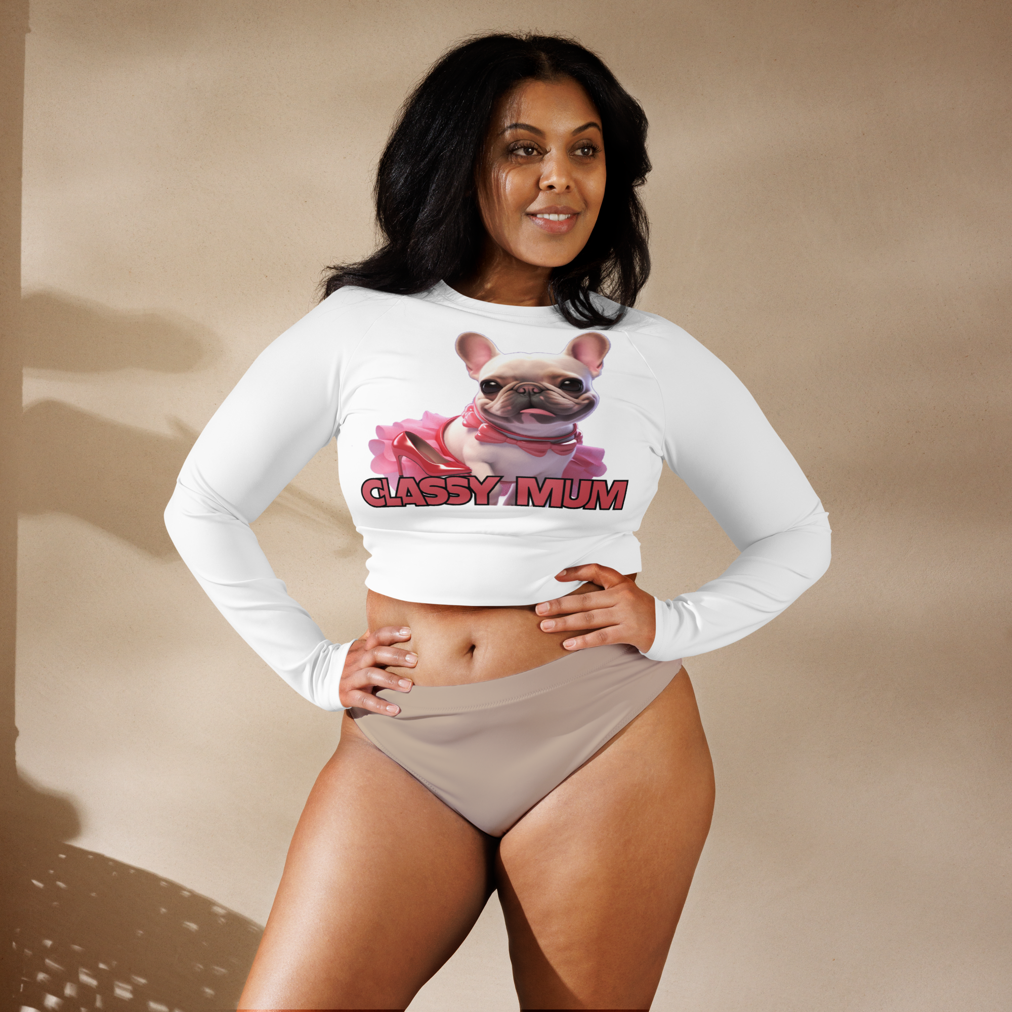 Recycled long-sleeve crop top