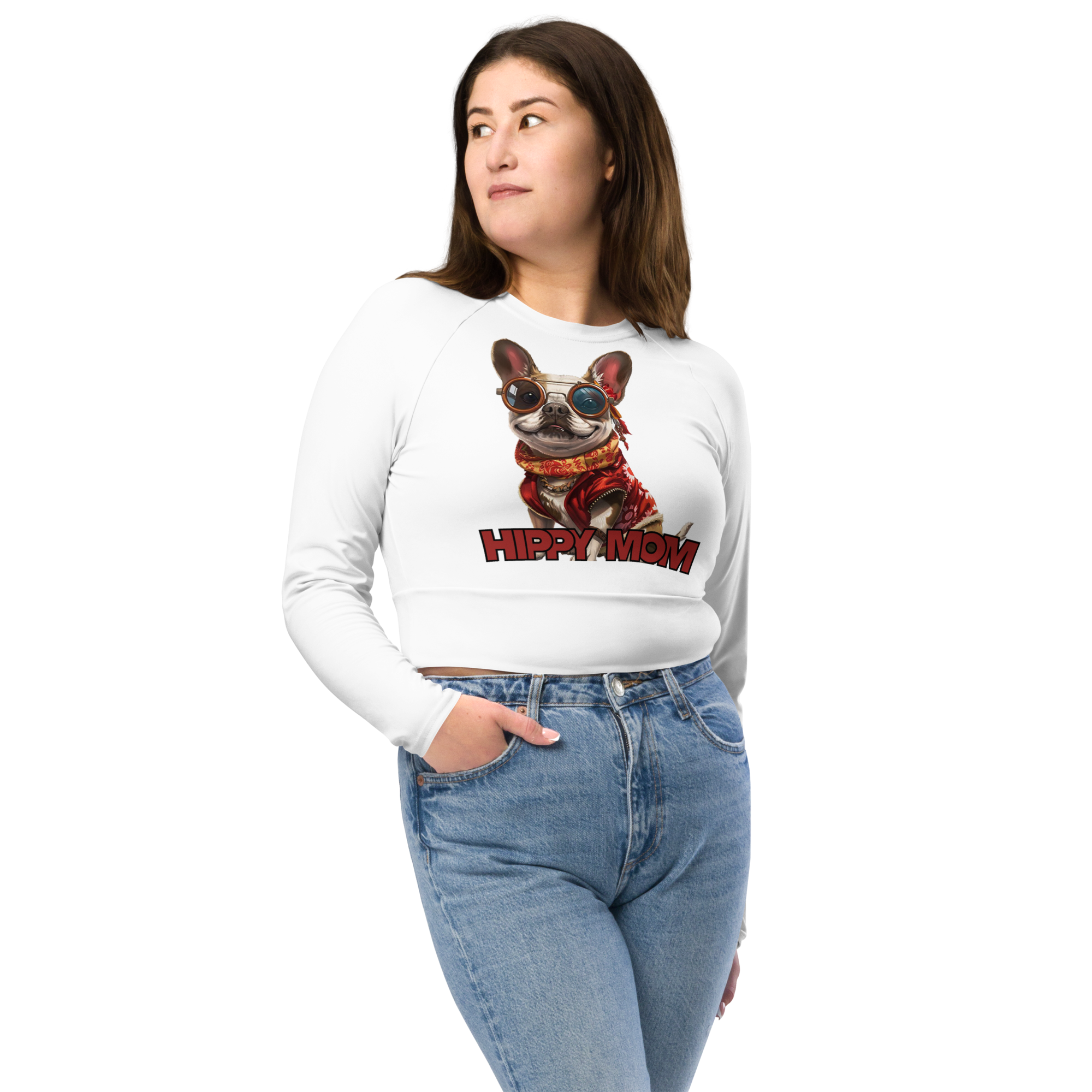 Recycled long-sleeve crop top