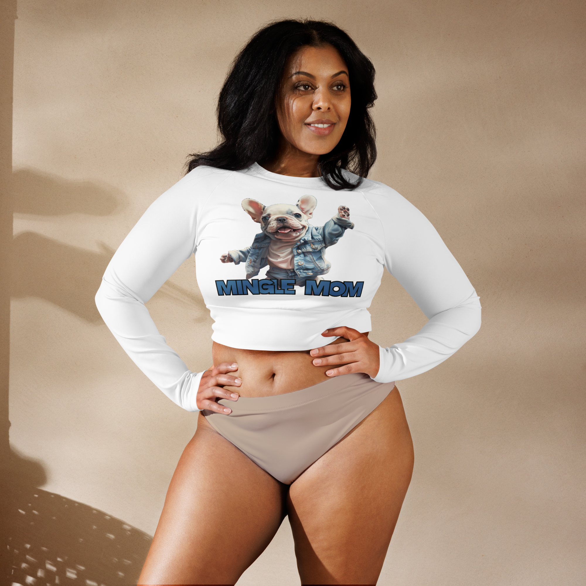 Recycled long-sleeve crop top