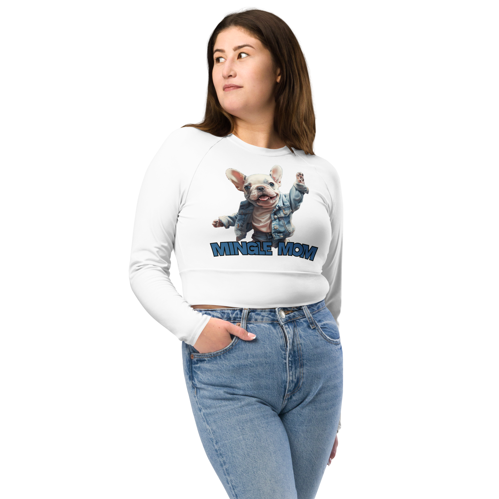 Recycled long-sleeve crop top