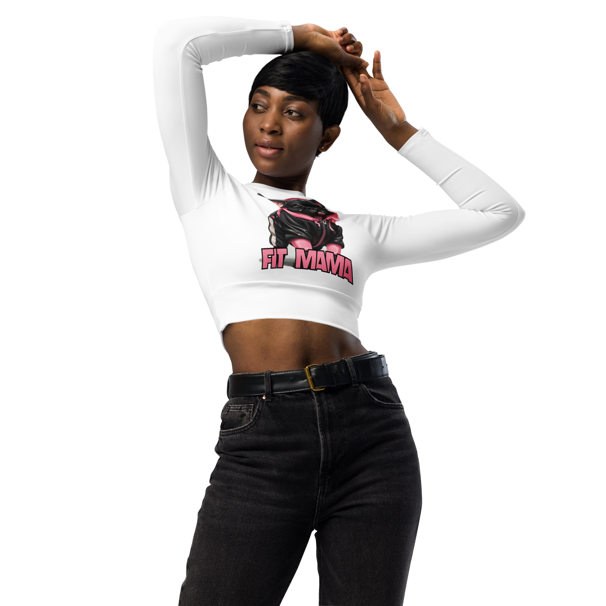 Recycled long-sleeve crop top